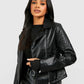 Black leather motorcycle jacket for women

