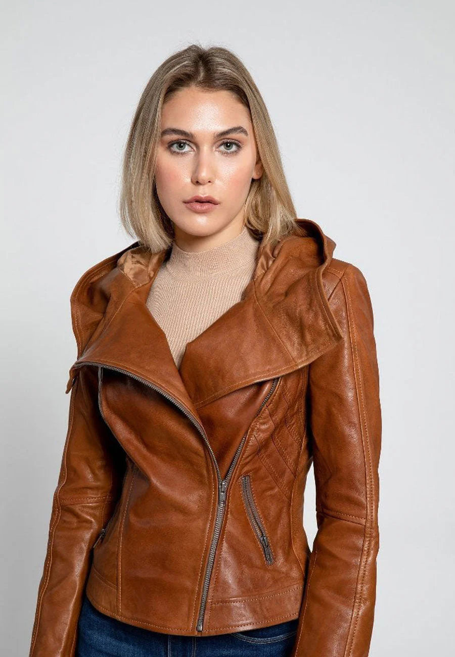 Tan brown leather jacket