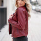 Vegan wine red leather jacket

