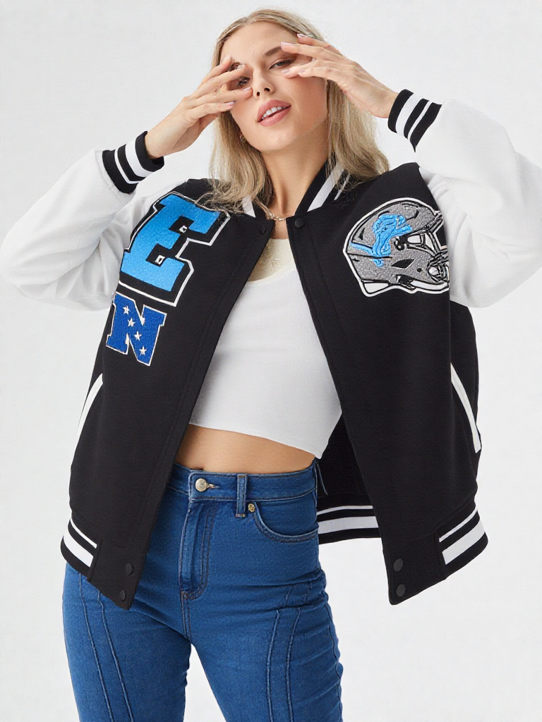 NFL Detroit Lions Mashup Men's Rib Wool Varsity Jacket
