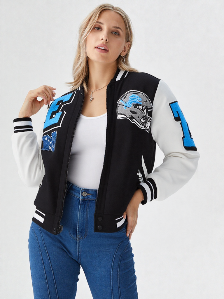 NFL Detroit Lions Mashup Men's Rib Wool Varsity Jacket