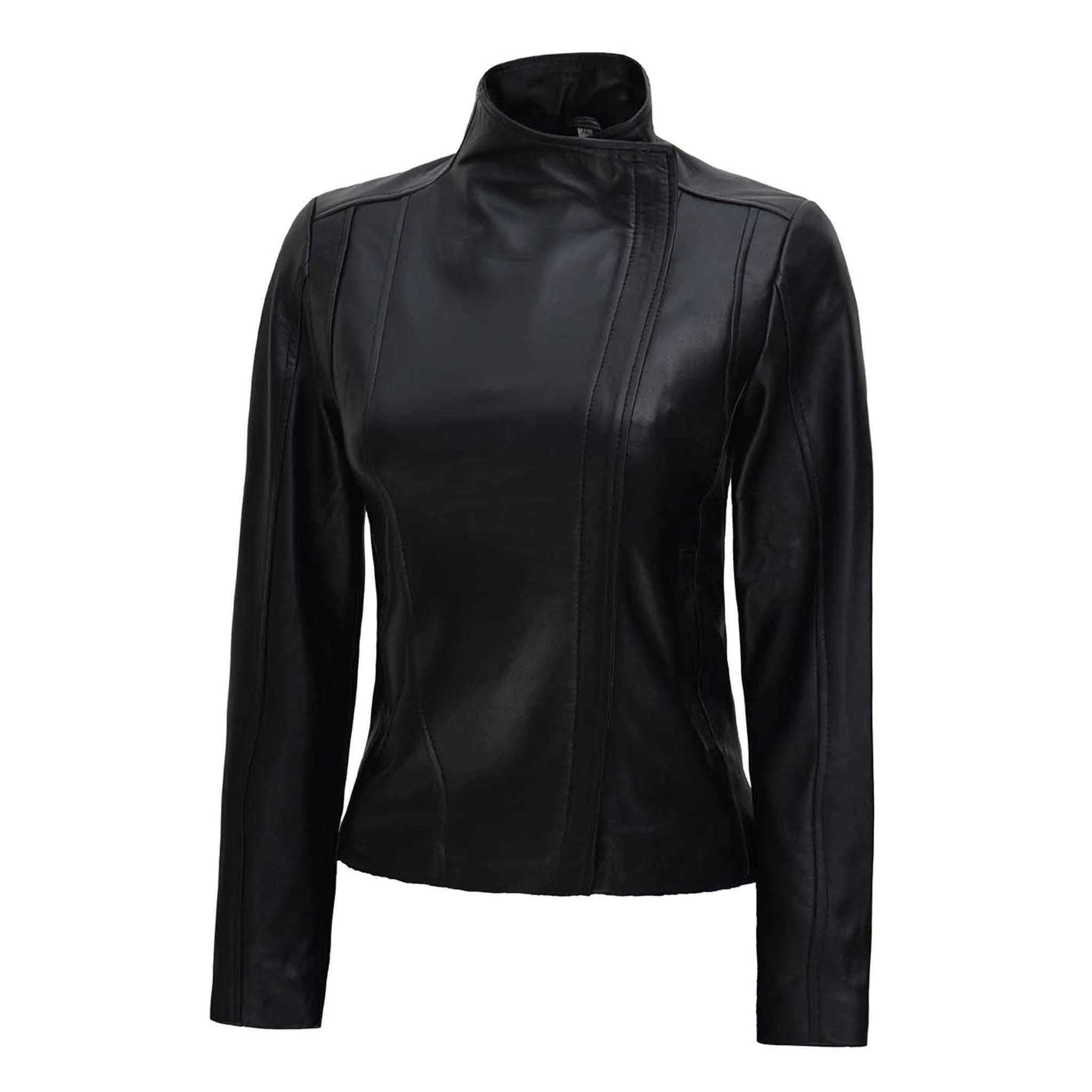 Arezzo Black Asymmetrical Leather Jacket Women