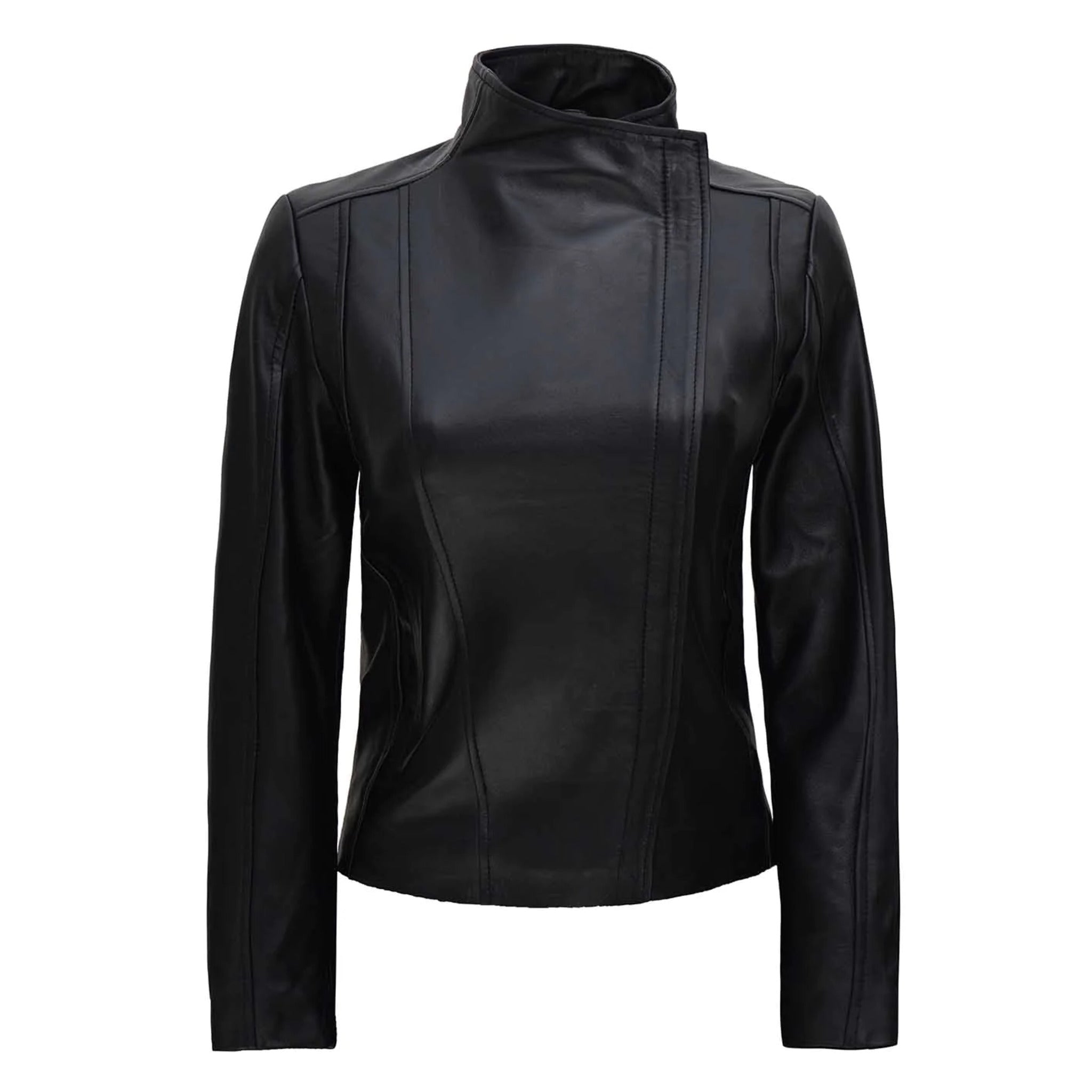 Arezzo Black Asymmetrical Leather Jacket Women