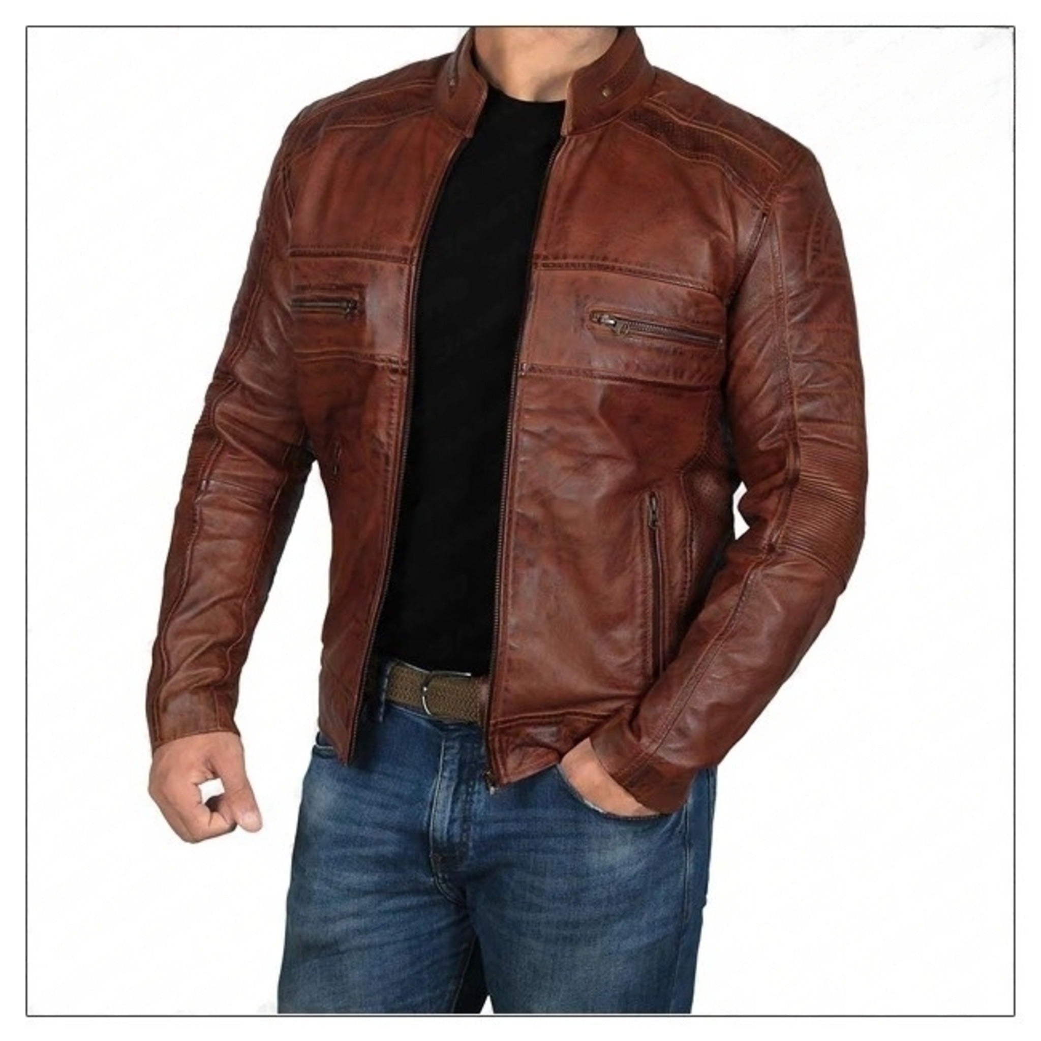 Austin Chocolate Brown Waxed Leather Jacket