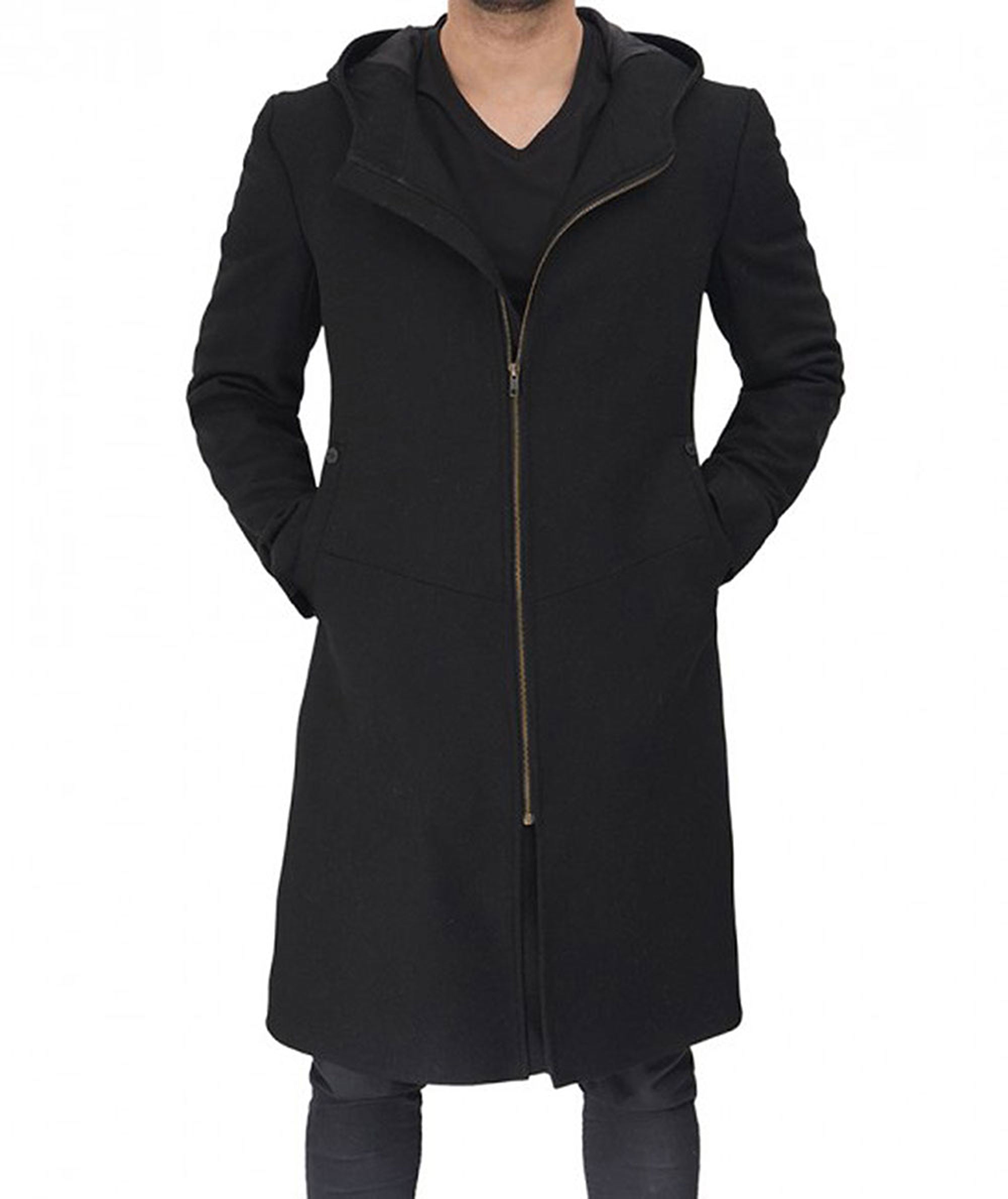 Men's wool hooded coat
