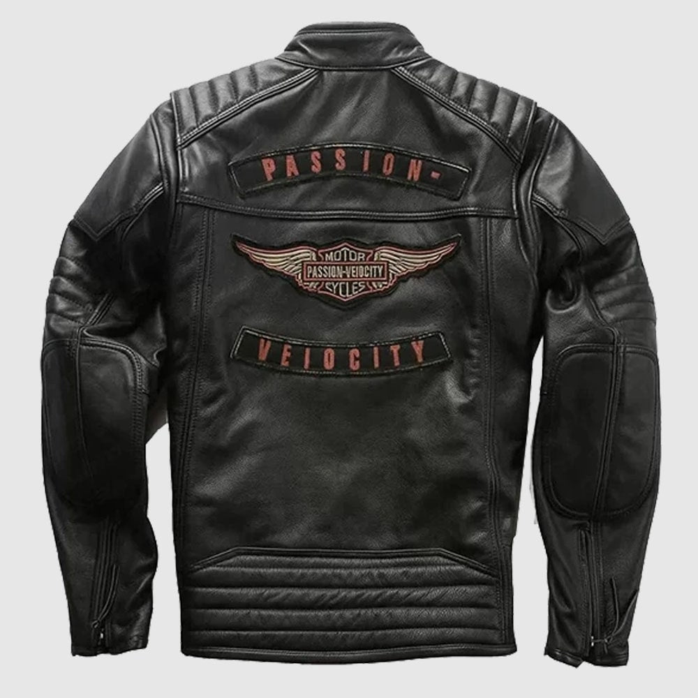 Black leather biker jacket
