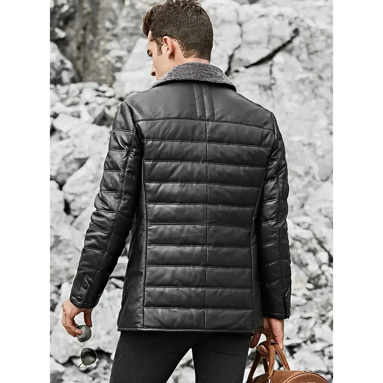 Winter leather coat for men
