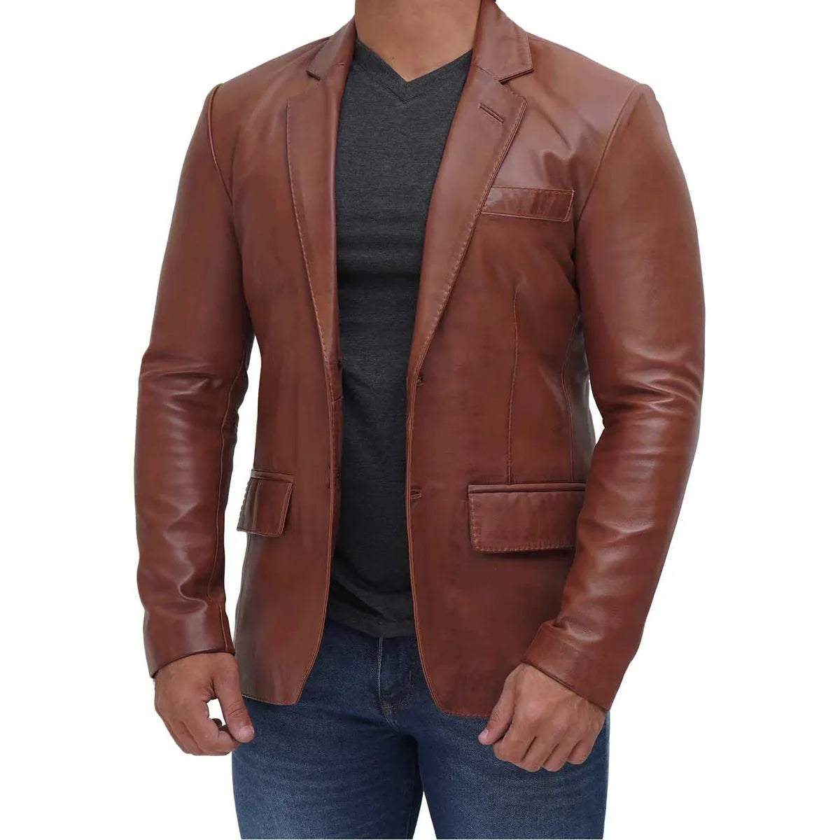 Real leather blazer for men
