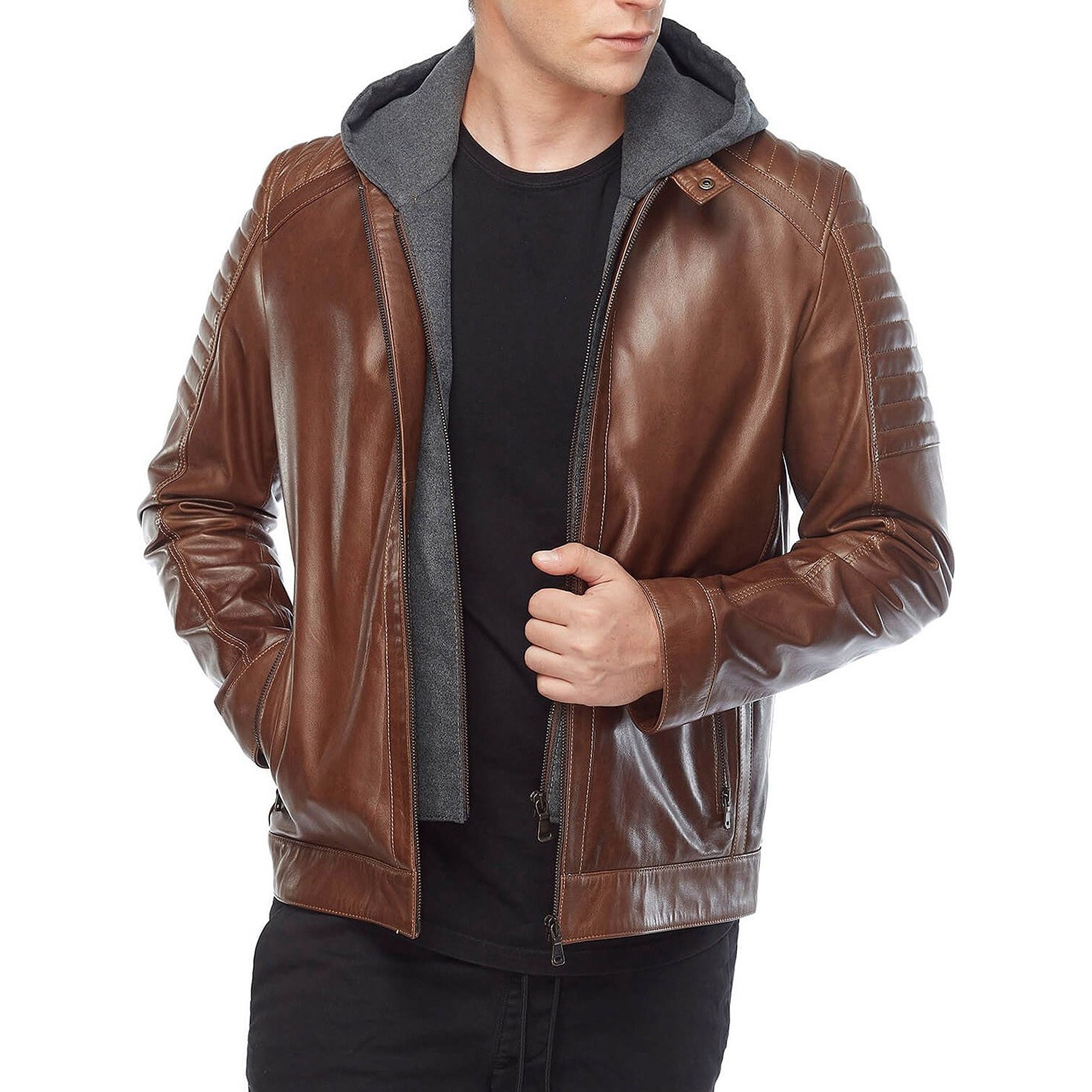 Hooded men’s brown jacket
