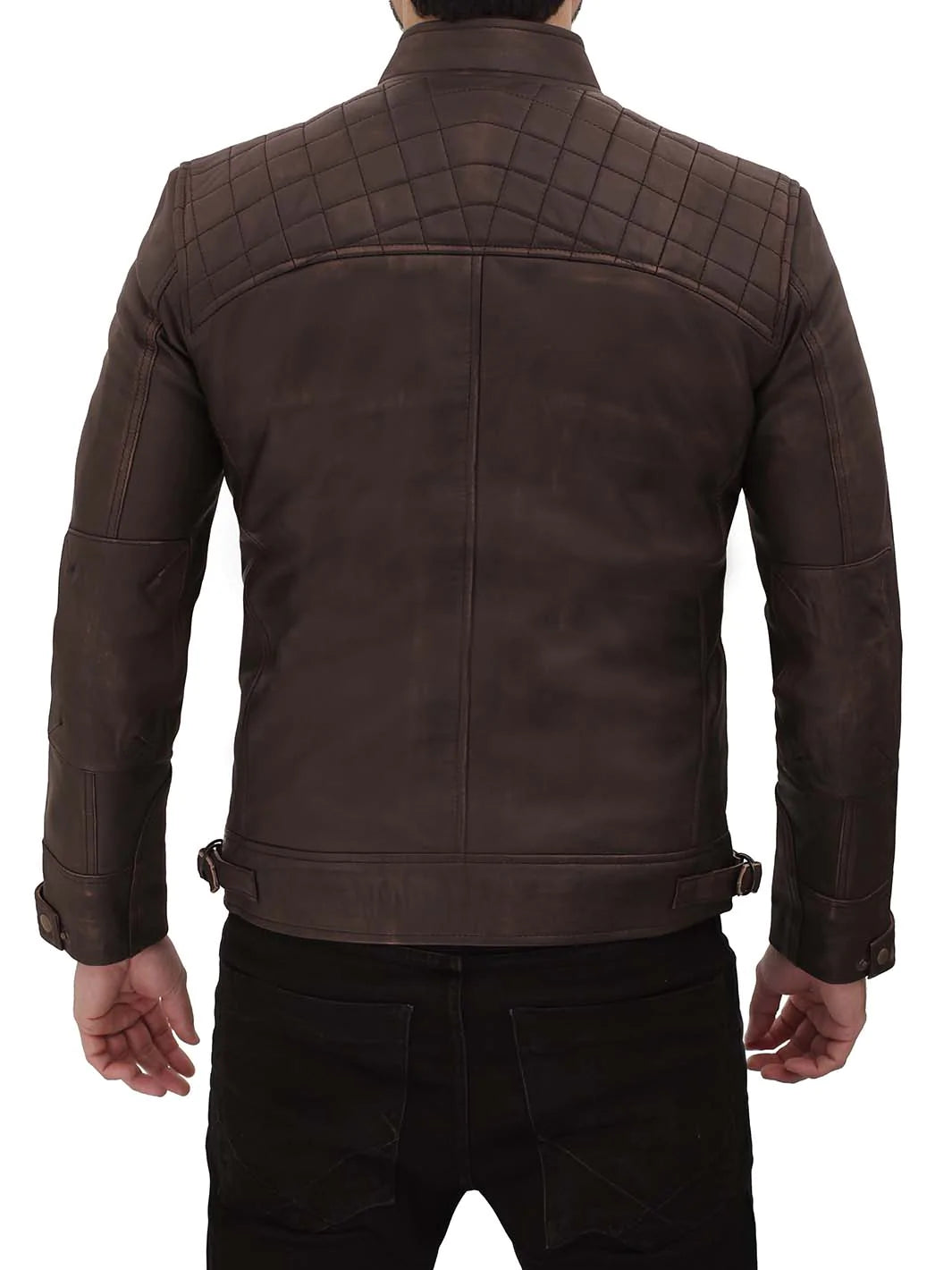 Diamond-stitched motorcycle jacket
