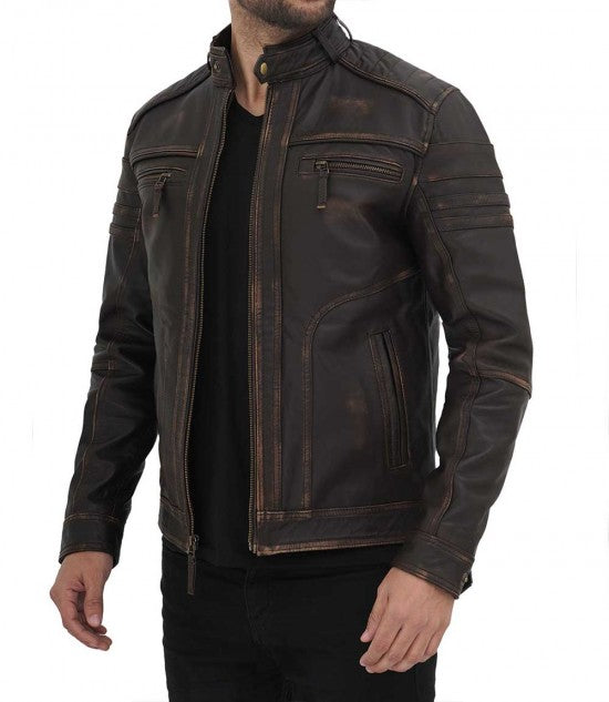 Brown leather jacket for men
