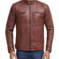 Cognac cafe racer leather jacket
