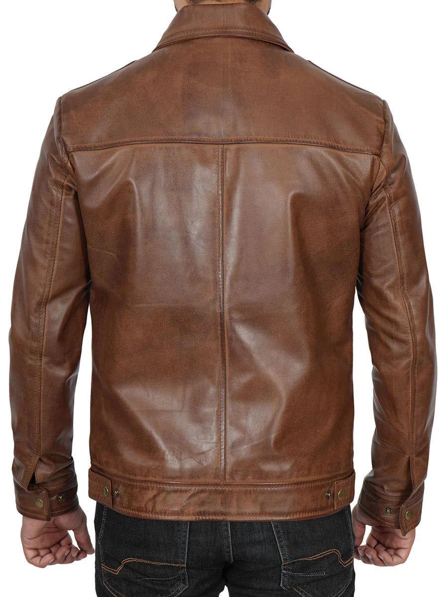 Chocolate brown leather jacket
