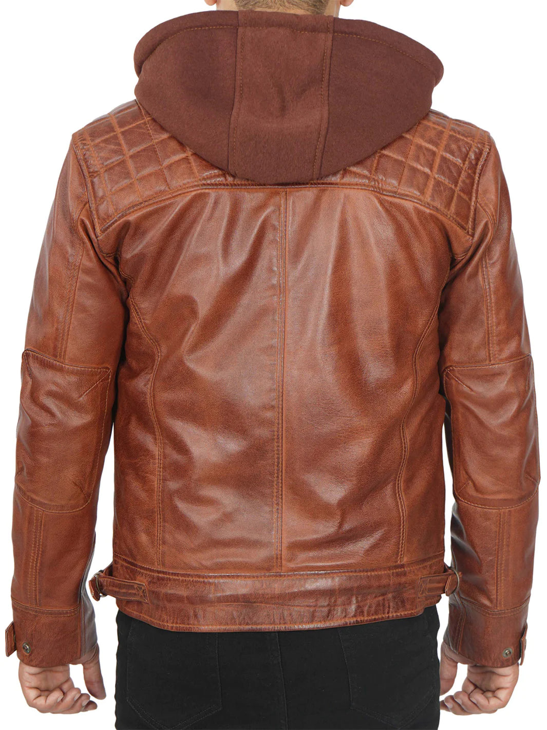 Johnson Mens Tan Hooded Leather Jacket