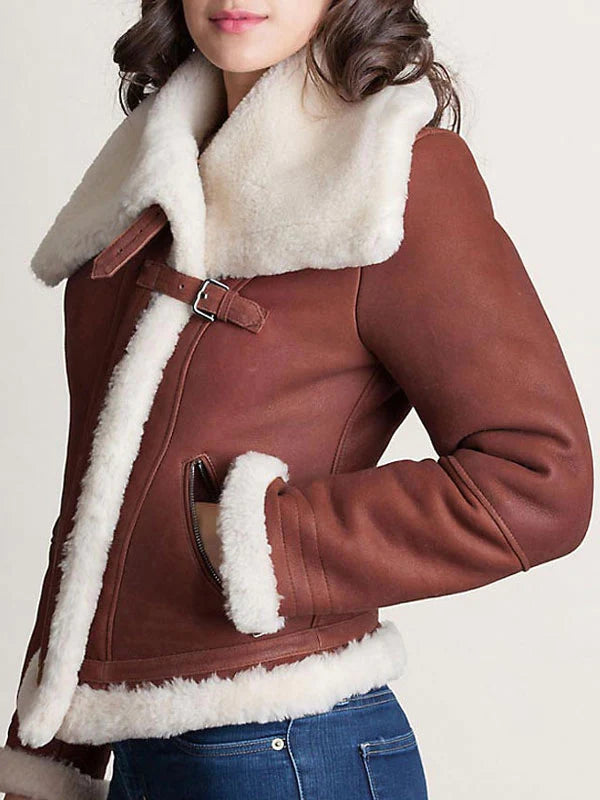 Women’s shearling-lined leather jacket
