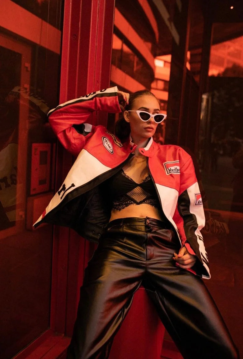 Retro racing leather jacket

