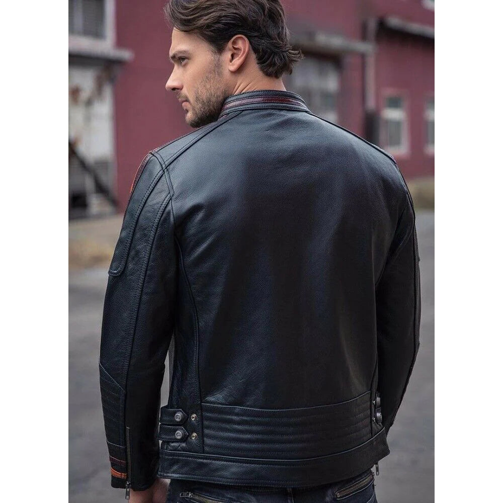 Cafe racer style leather jacket
