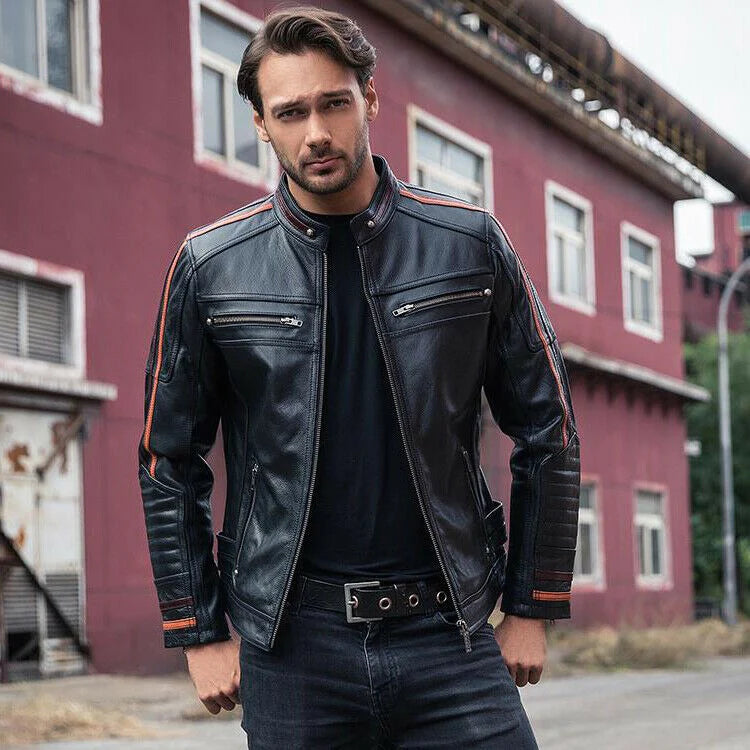 Men’s retro slim-fit biker jacket
