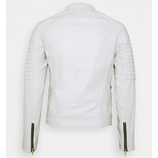 White leather motorcycle jacket

