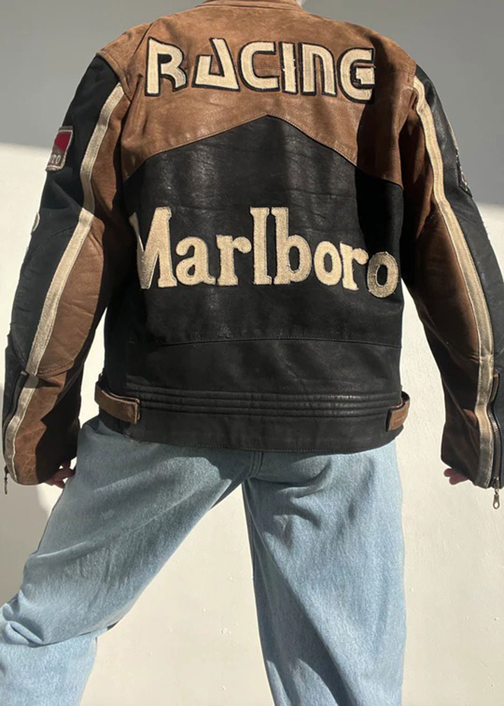 Marlboro leather racing jacket for men
