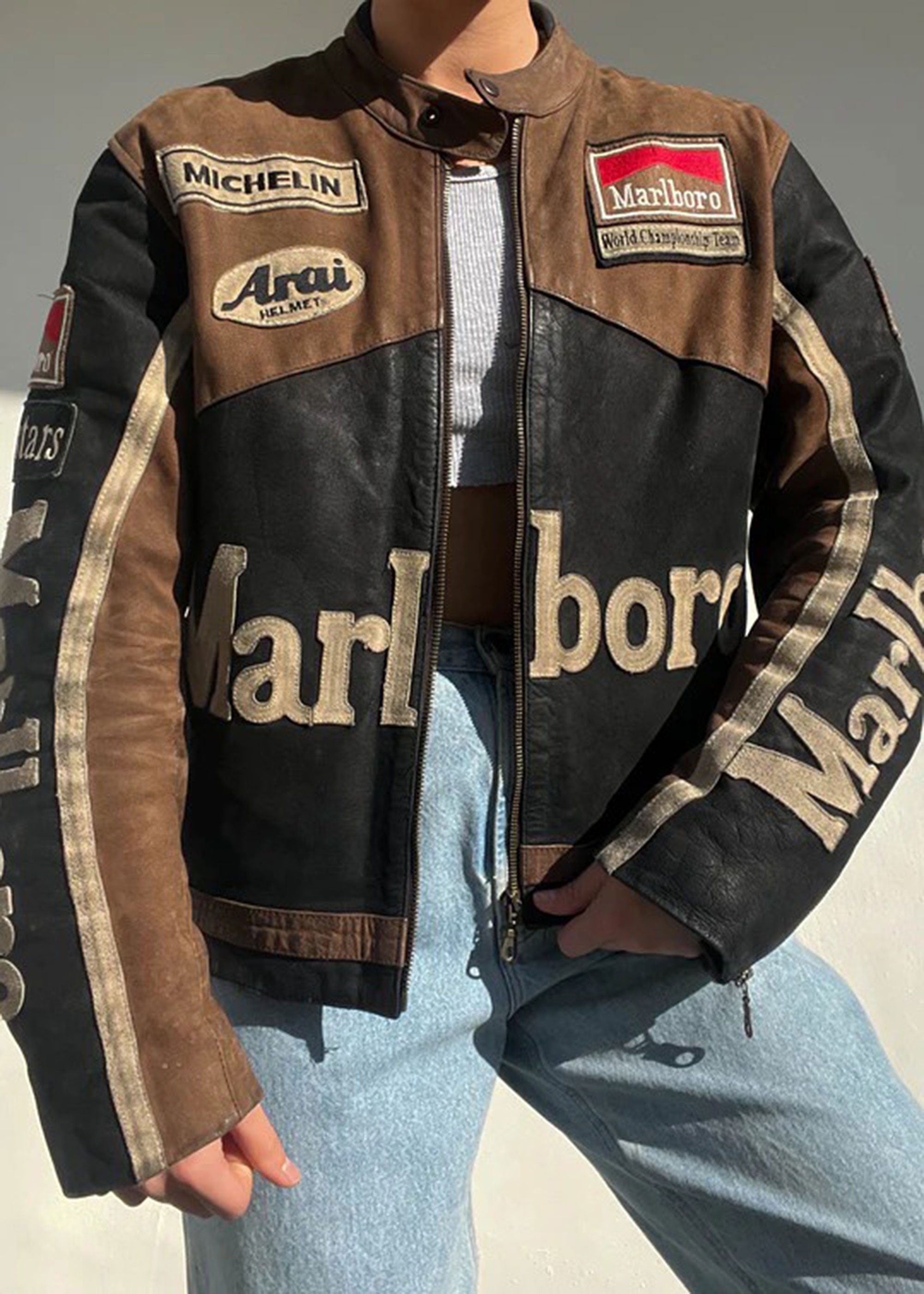 Marlboro Racing 1990s Motorcycle Leather Jacket
