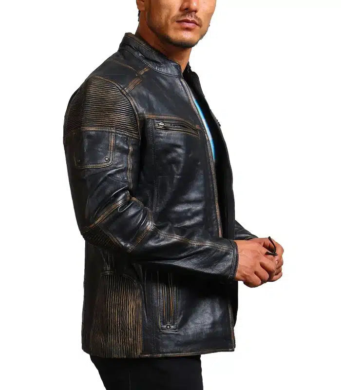 Moto leather jacket men
