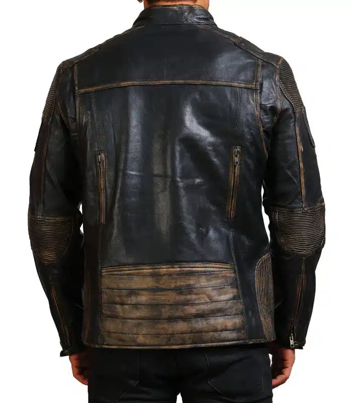 Black distressed biker jacket
