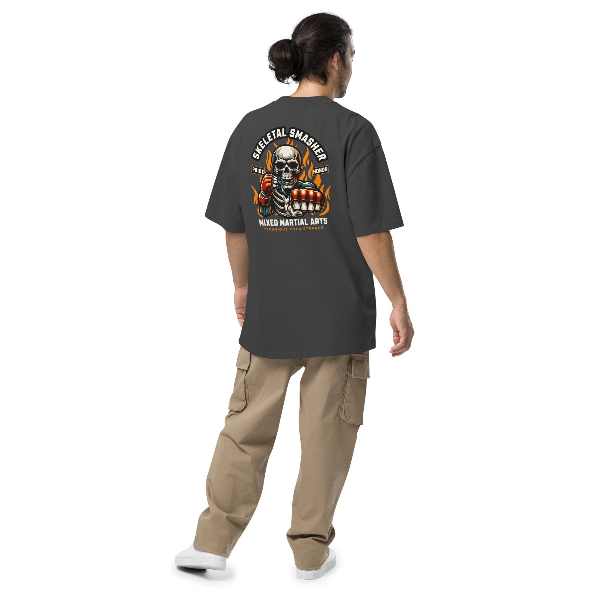 Skeletal Smasher Mixed Oversized faded t-shirt.
