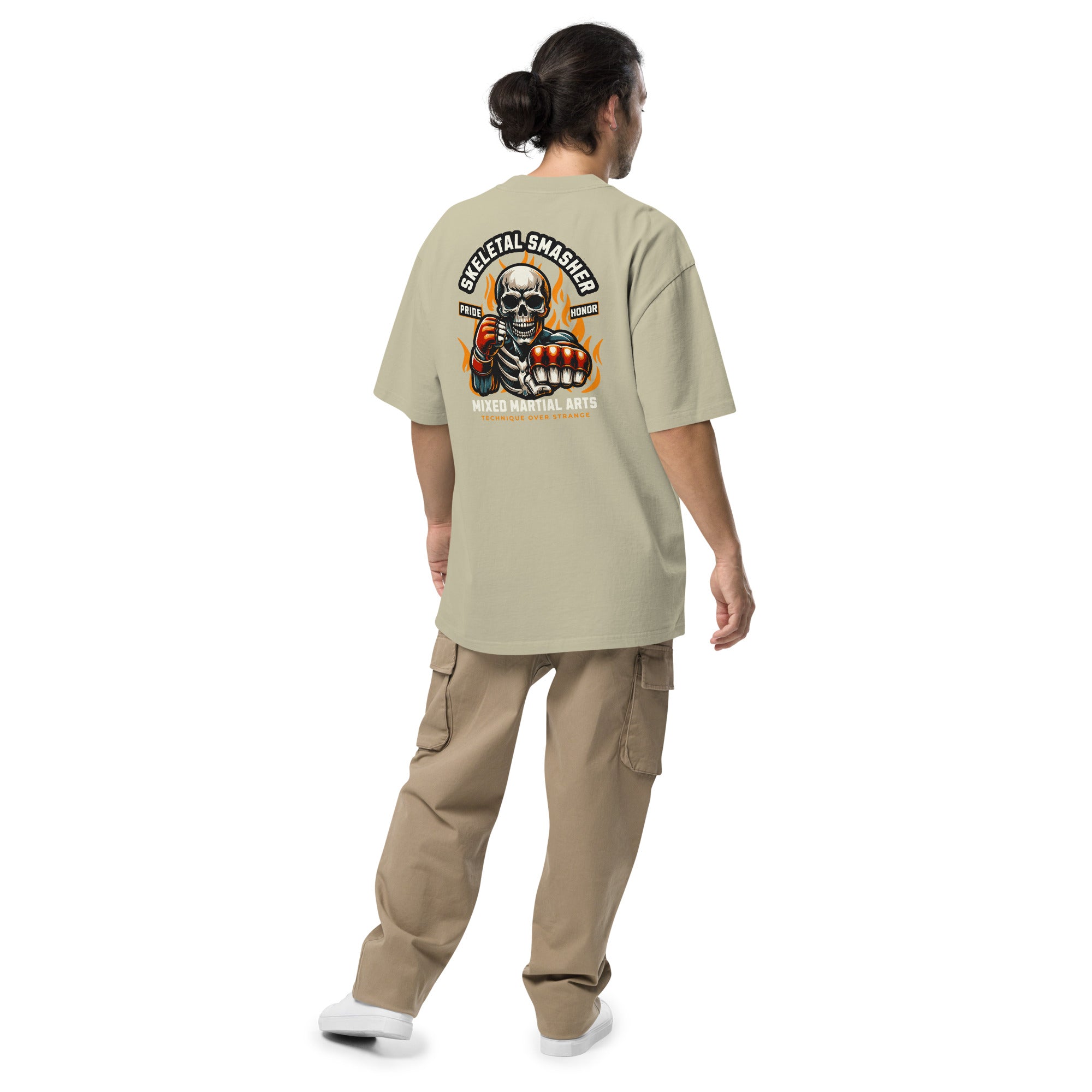 Skeletal Smasher Mixed Oversized faded t-shirt.
