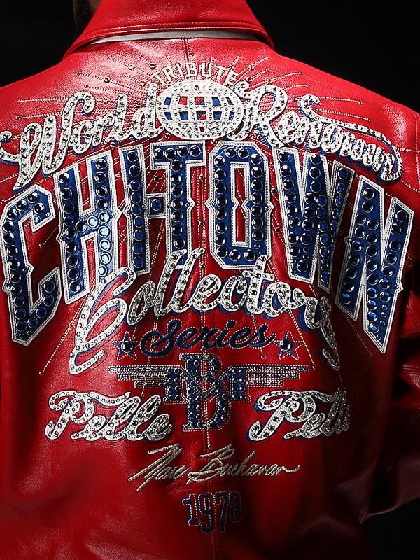 Red leather Chi-Town jacket
