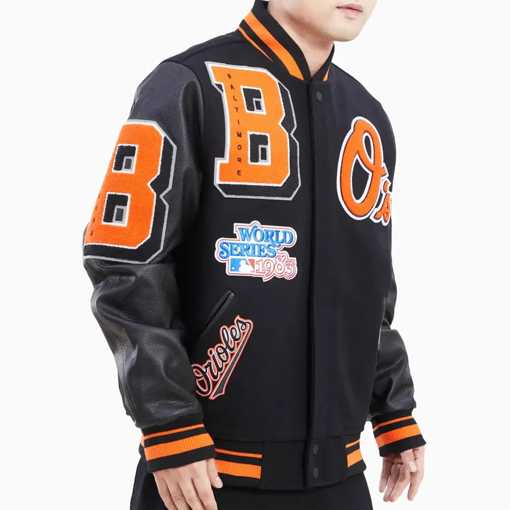 Orioles black varsity jacket
