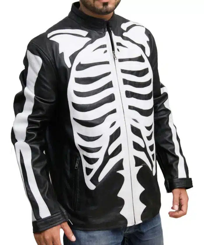 Halloween skeleton leather jacket
