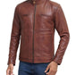 Genuine leather cognac jacket
