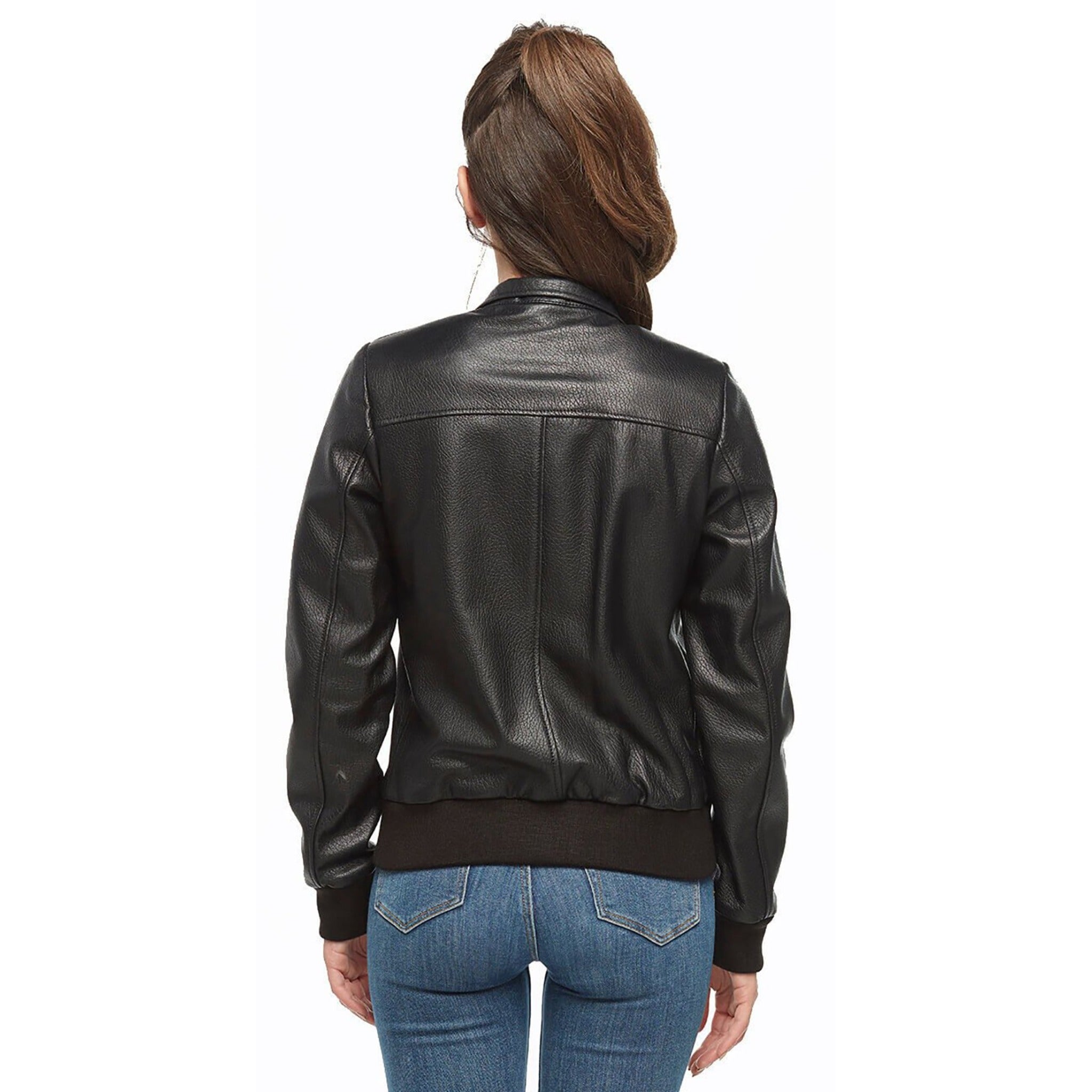 Genuine leather bomber jacket
