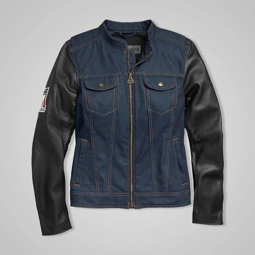 Women’s denim and leather jacket

